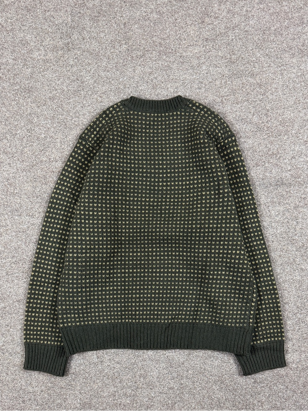 J Crew Green Birdseye Pattern V-Neck Knit Wool Pullover Sweater Men’s Large NWT - Picture 2 of 7